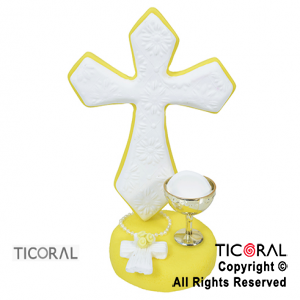 ADORNO CRUZ CON FLORES LOVE A. PORCELANA FRIA x 1